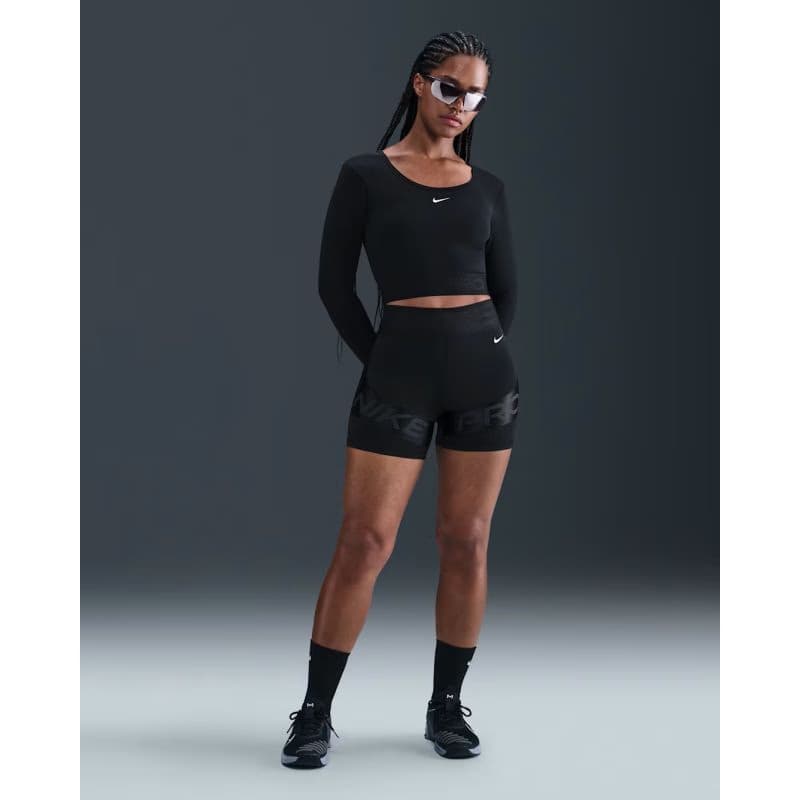 Dámske tréningové tričko s dlhým rukávom NIKE PRO W NP DF LS TOP GG SHINE BLACK ANTHRACITE WHITE 6