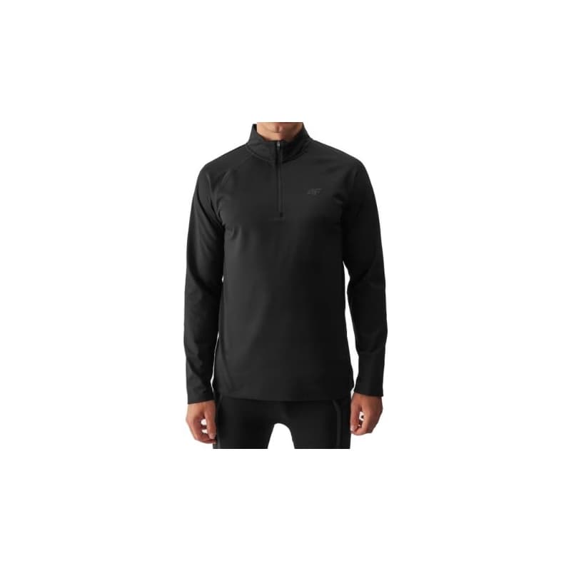 Pánska zateplená lyžiarska mikina s 1 2 zipsom 4F BRUSHED UNDERWEAR-WAW24UBRUM076-20S-DEEP BLACK