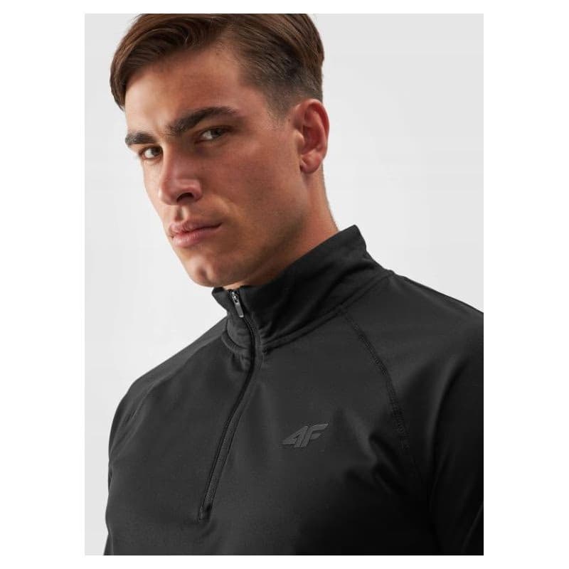 Pánska zateplená lyžiarska mikina s 1 2 zipsom 4F BRUSHED UNDERWEAR-WAW24UBRUM076-20S-DEEP BLACK 2