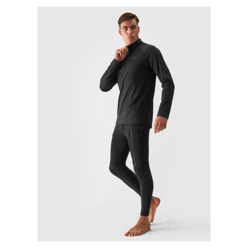 Pánska zateplená lyžiarska mikina s 1 2 zipsom 4F BRUSHED UNDERWEAR-WAW24UBRUM076-20S-DEEP BLACK 5