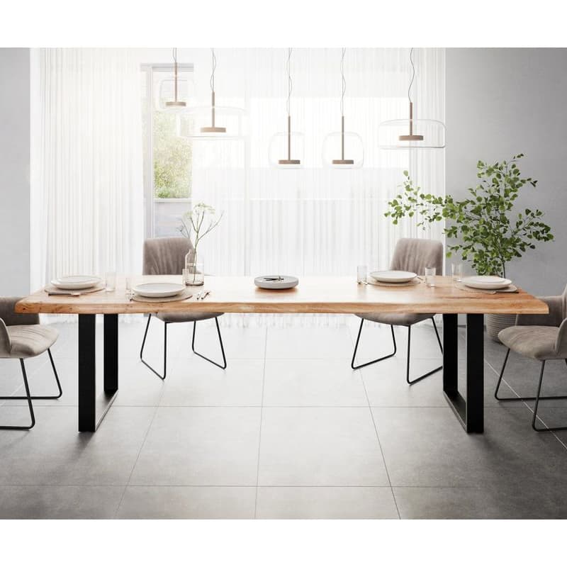 Jedálenský stôl Edge 280x100 XL akácia prírodná čierna tenká podstava 2