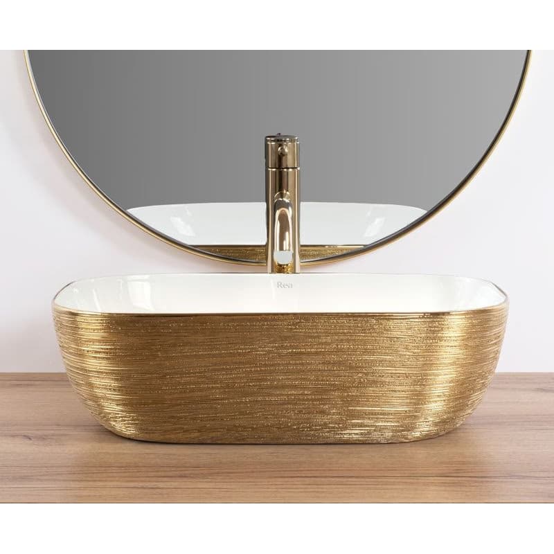 REA - Umývadlo na dosku Belinda White GOLD BRUSH REA-U7422 2