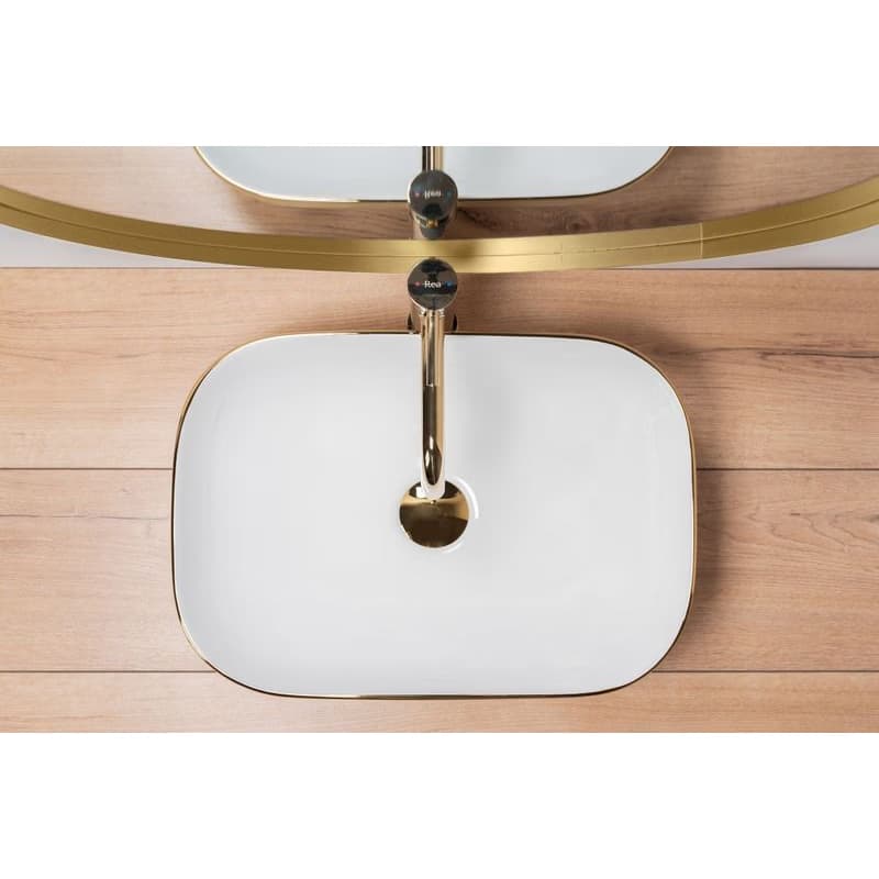 REA - Umývadlo na dosku Belinda White GOLD BRUSH REA-U7422 3