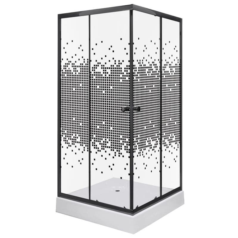 KERRA - Sprchovací kút Čierny Pixel SQ 90 (s vaničkou) 5907548118356