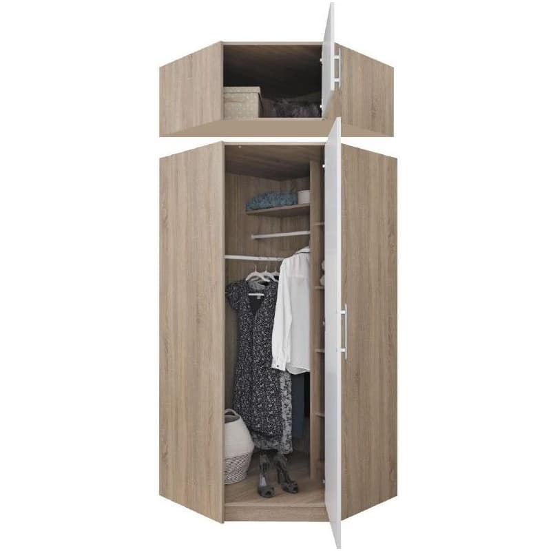 Meblar Rohová šatníková skriňa SMART SR4 bez zrkadla | cashmere 3