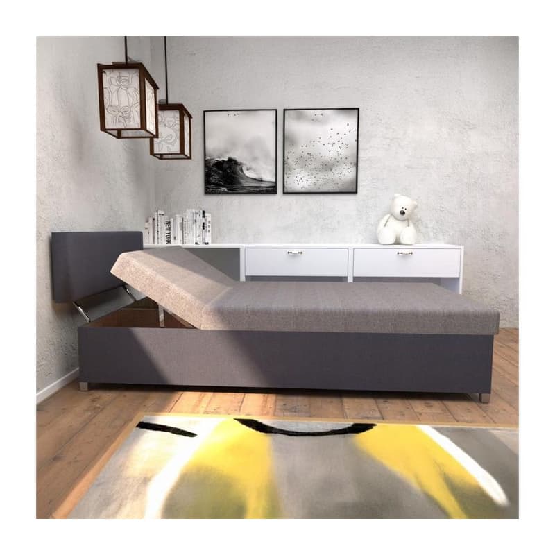 Čalúnená válenda s nastaviteľným polohovaním a úložným priestorom DALLAS 108x205 cm sivá/antracit 151101250260