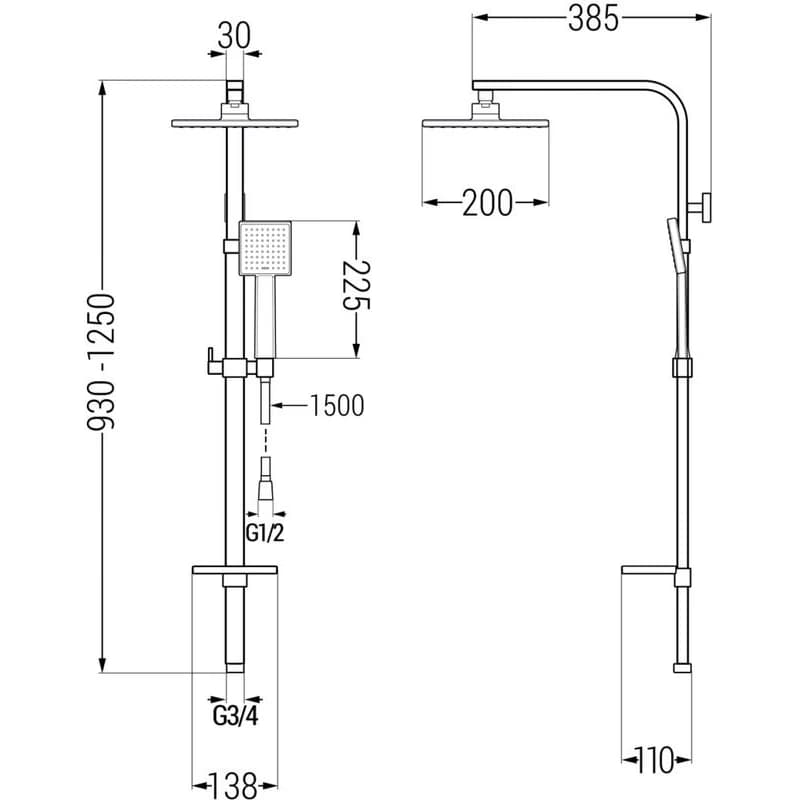MEXEN/S - Q45 chróm sprchový stĺp 798454595-00 2