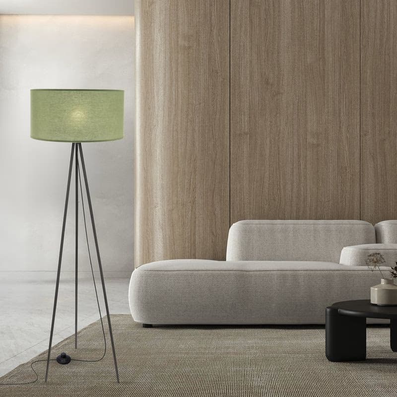Stojaca lampa SHANTI čierna 1x40W E27 mätové tienidlo 5