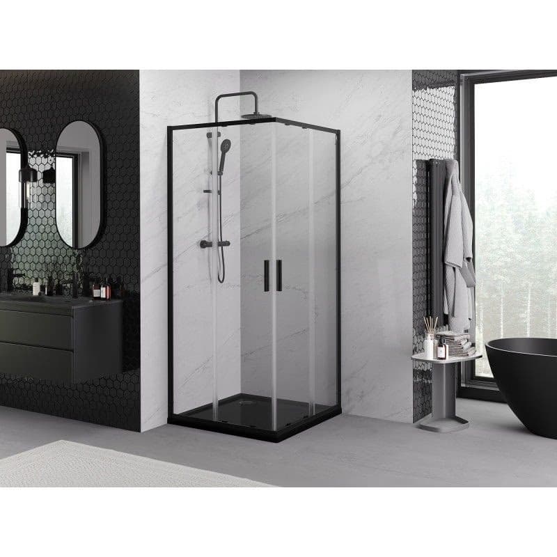 MEXEN/S - Exo štvorcový posuvný sprchovací kút 70 x 70, transparent, čierna 8111-070-070-70-00 4