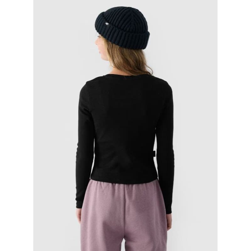 Dievčenské tričko s dlhým rukávom 4F JUNIOR LONGSLEEVE-JWAW24TLONF292-20S-DEEP BLACK 3
