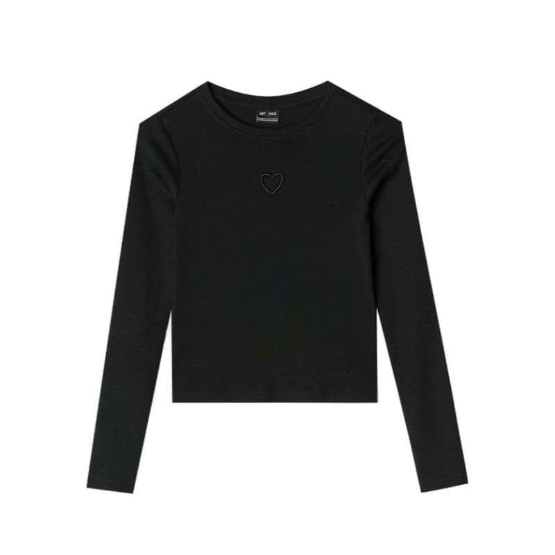 Dievčenské tričko s dlhým rukávom 4F JUNIOR LONGSLEEVE-JWAW24TLONF292-20S-DEEP BLACK 6