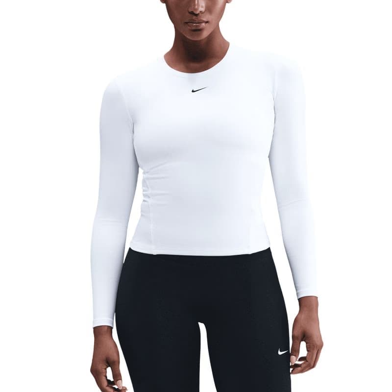 Dámske tréningové tričko s dlhým rukávom NIKE W NK ONE DF FTTD LS TOP WHITE BLACK 2