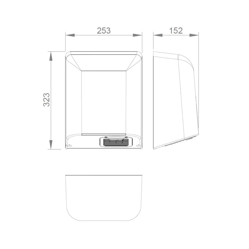 SAPHO - BIGFLOW bezdotykový elektrický sušič rúk 220-240V, 2050W, 253x323x152, nerez mat 01451.S 2