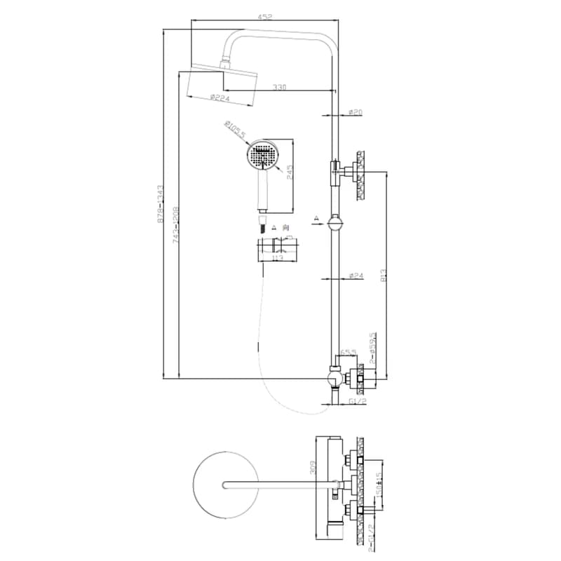 INVENA - Sprchový stĺp STONE PLUS, chróm AU-P3-001-V 4