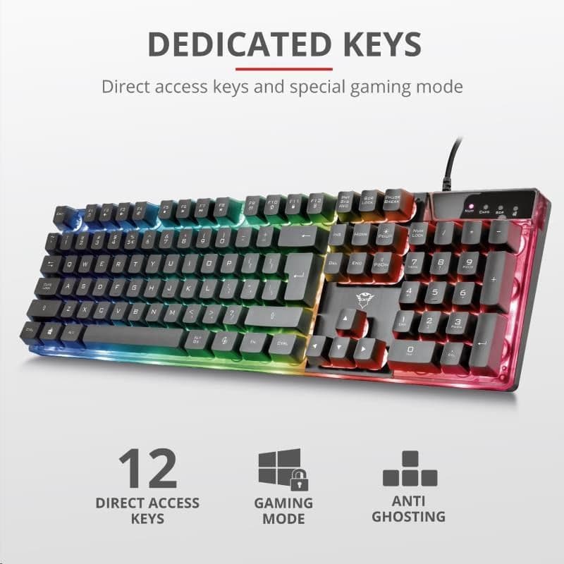TRUST herná klávesnica GXT 835 Azor Illuminated Gaming Keyboard SK/SK 4
