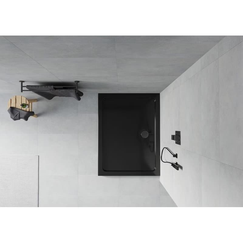 MEXEN/S - Flat sprchová vanička obdĺžniková slim 110 x 80, čierna + čierny sifón 40708011B 3