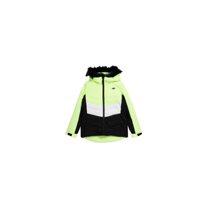 Dievčenská lyžiarska bunda 4F JUNIOR TECHNICAL JACKET-JAW23TTJAF296-72N-LEMON NEON