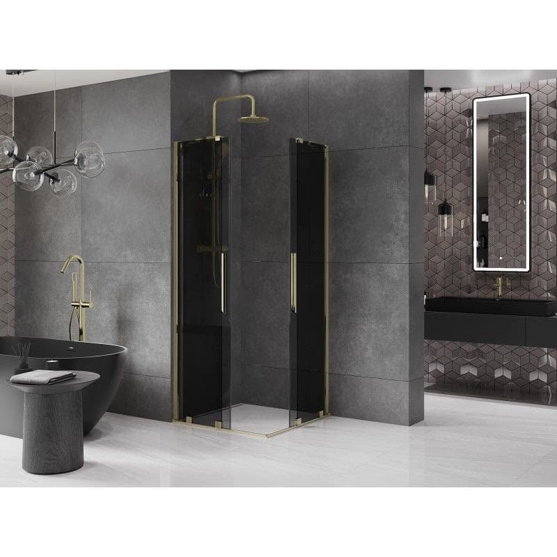 MEXEN/S - Velar Duo sprchovací kút, posuvné dvere 100 x 100, grafit, zlato 871-100-100-42-50 2