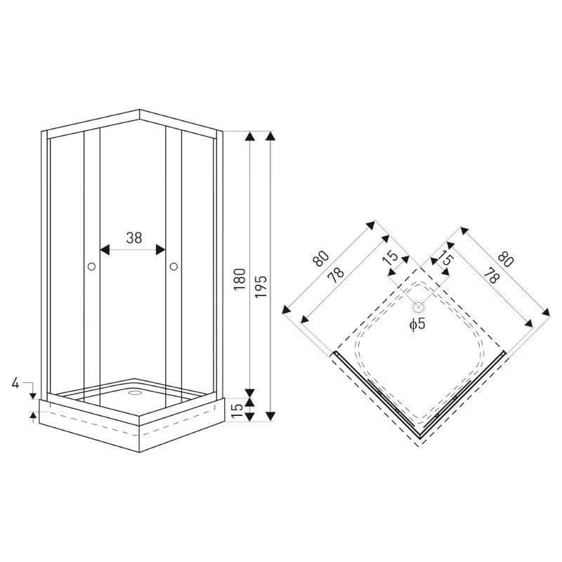 KERRA - Kabína sprchová Olga SQ 80 ČIERNA SOLO (bez vaničky) 5907548114471 3