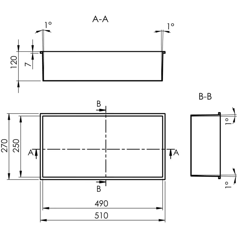 Polysan INSERTA zapustená polica do obkladu, 510x270 mm, nerez, antracit 1301-53B 2