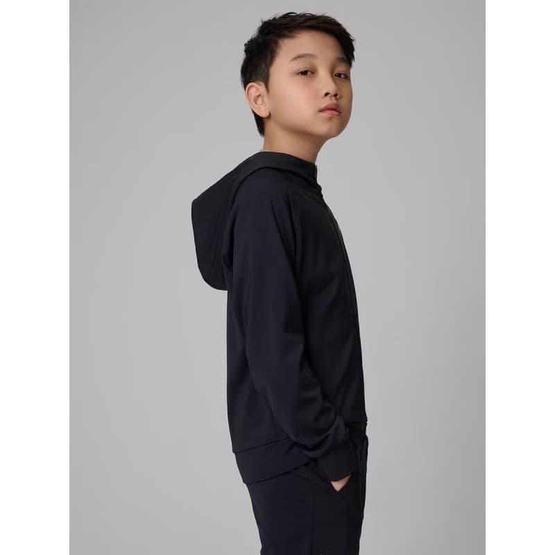 Chlapčenská tréningová mikina so zipsom 4F JUNIOR SWEATSHIRT FNK M690-20S-DEEP BLACK 3