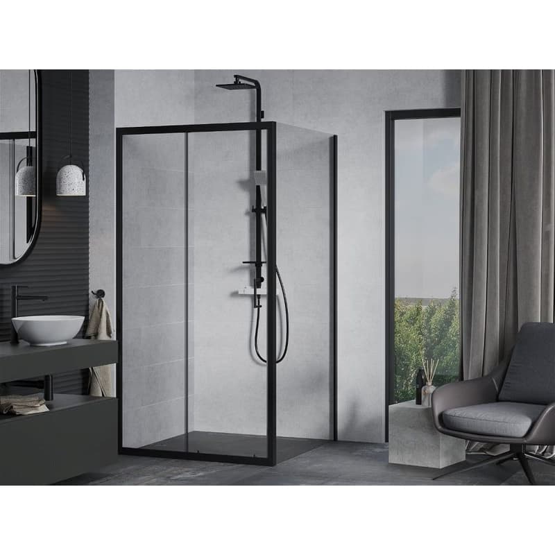MEXEN/S - APIA sprchovací kút 100x100, transparent, čierna 840-100-100-70-00 2