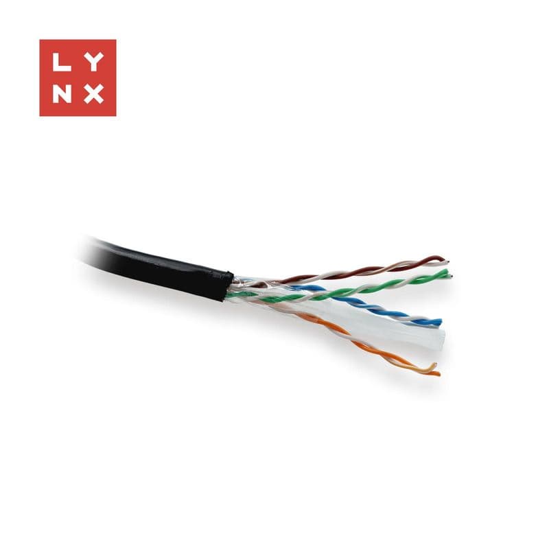 LYNX UTP kábel, Cat6, PE (Fca), celomedený, vonkajší, čierny, box 305m