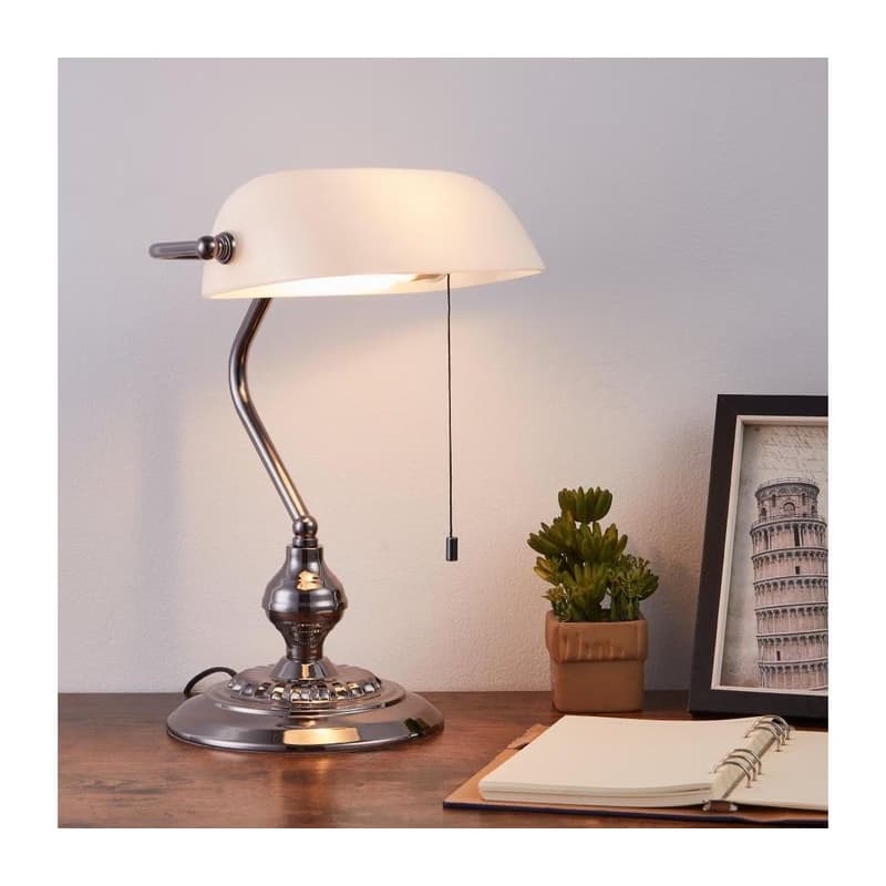 Eglo 901019 - Stolná lampa BANKER 1xE27/60W/230V biela/lesklý chróm 901019