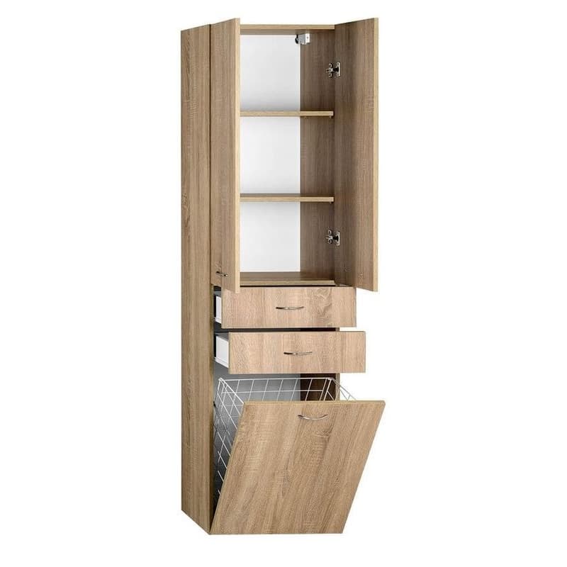 AQUALINE - ZOJA/KERAMIA FRESH skrinka vysoká s košom 50x184x29cm, dub platin 51295 2
