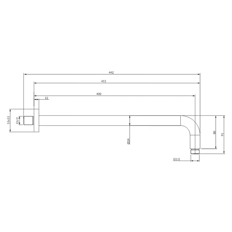 OMNIRES - Nástenné sprchové rameno, 40 cm, kartáčovaná meď RA01C-KCPB 4