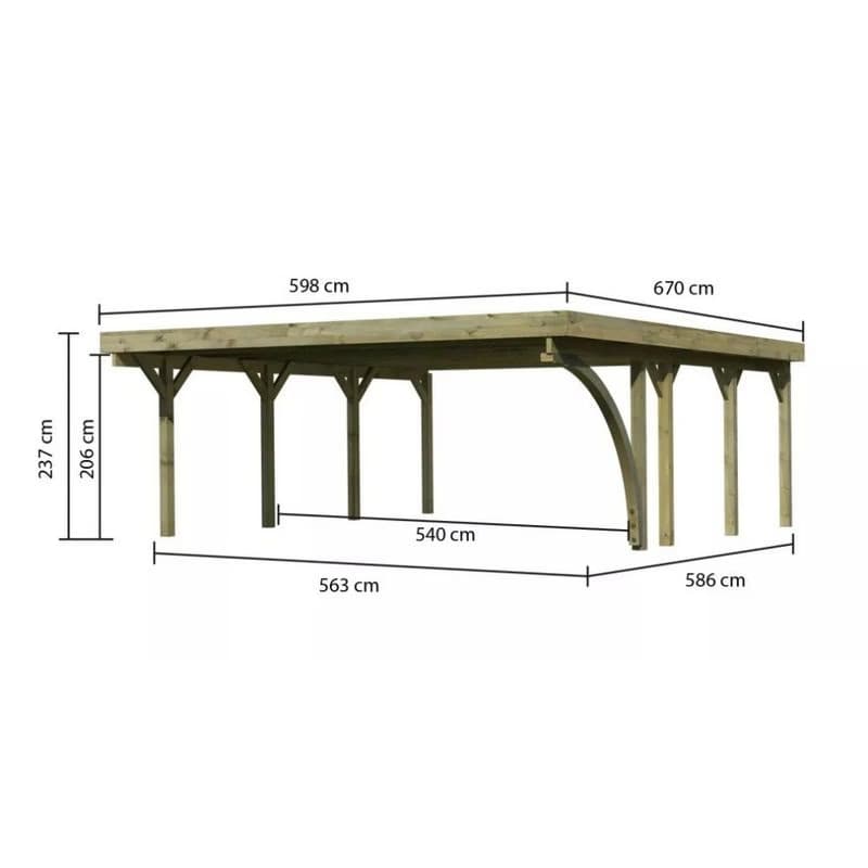 Drevený prístrešok / carport CLASSIC 2B s plechmi Lanitplast 5