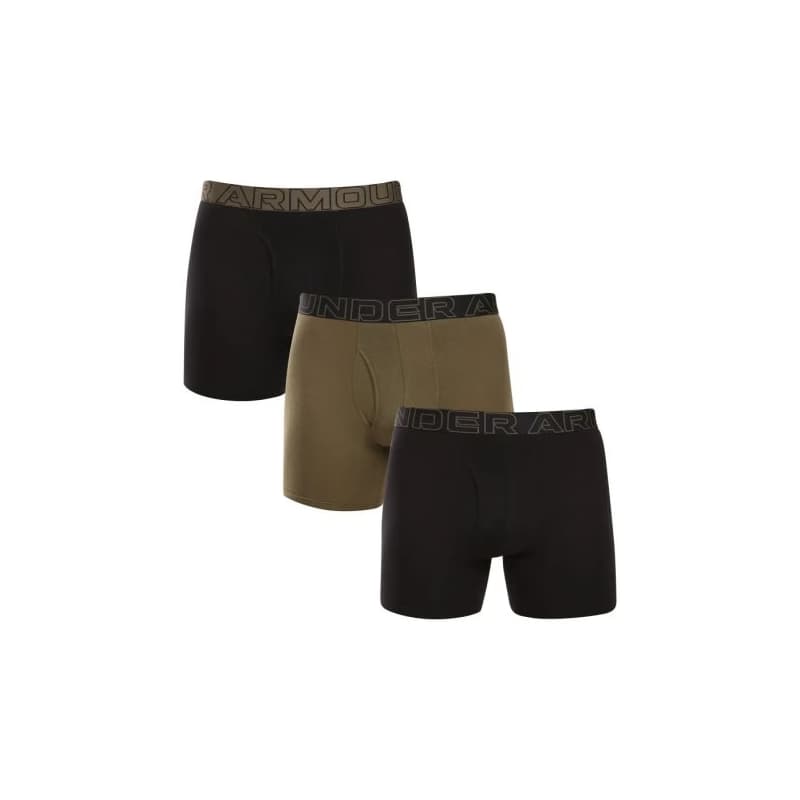 Pánske boxerky UNDER ARMOUR 3 PACK-UA PERFORMANCE COTTON - SOLID 6 inch-BLK