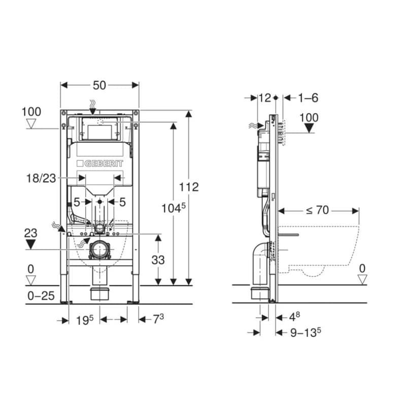 GEBERIT - Duofix Předstěnová instalace pro závěsné WC, výška 1,12 m 111.300.00.6 2