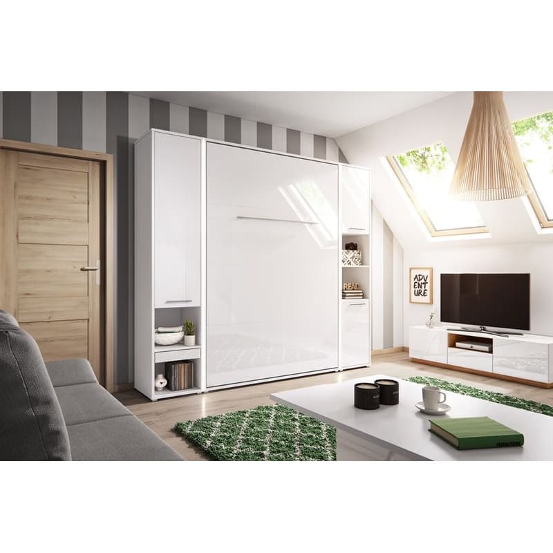 Dig-net nábytok Sklápacia posteľ Lenart CONCEPT PRO CP-01 biely lesk | 140 x 200 cm 3