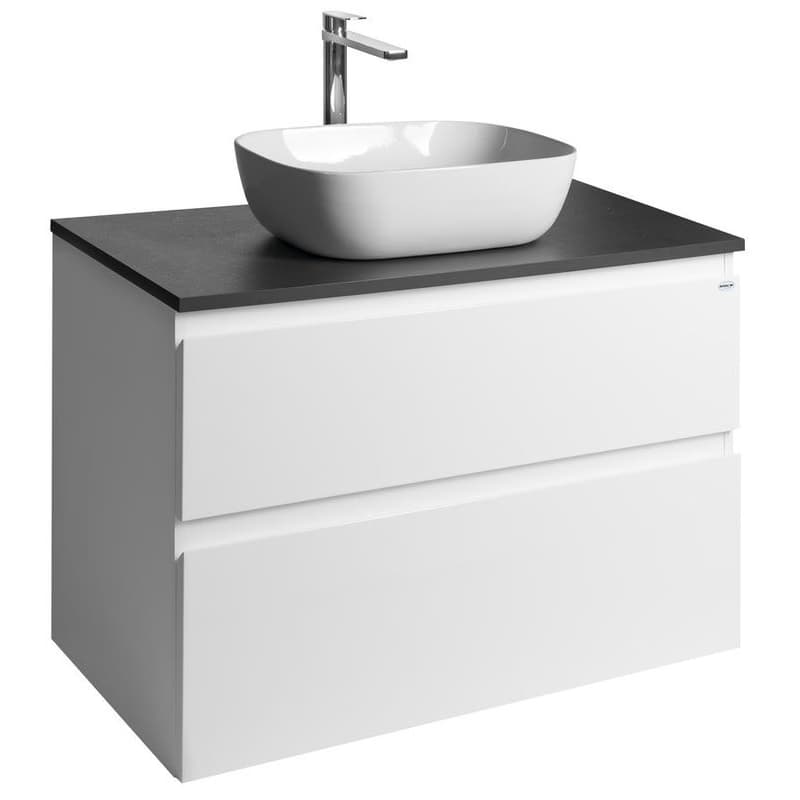 AQUALINE - ALTAIR skrinka s doskou 87,5 cm, biela/antracit bridlica AI290-03