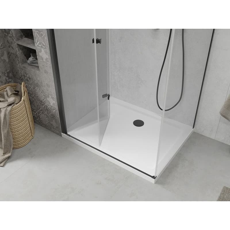 MEXEN/S - Lima sprchovací kút 80x90, transparent, čierna + biela vanička so sifónom 856-080-090-70-00-4010B 6