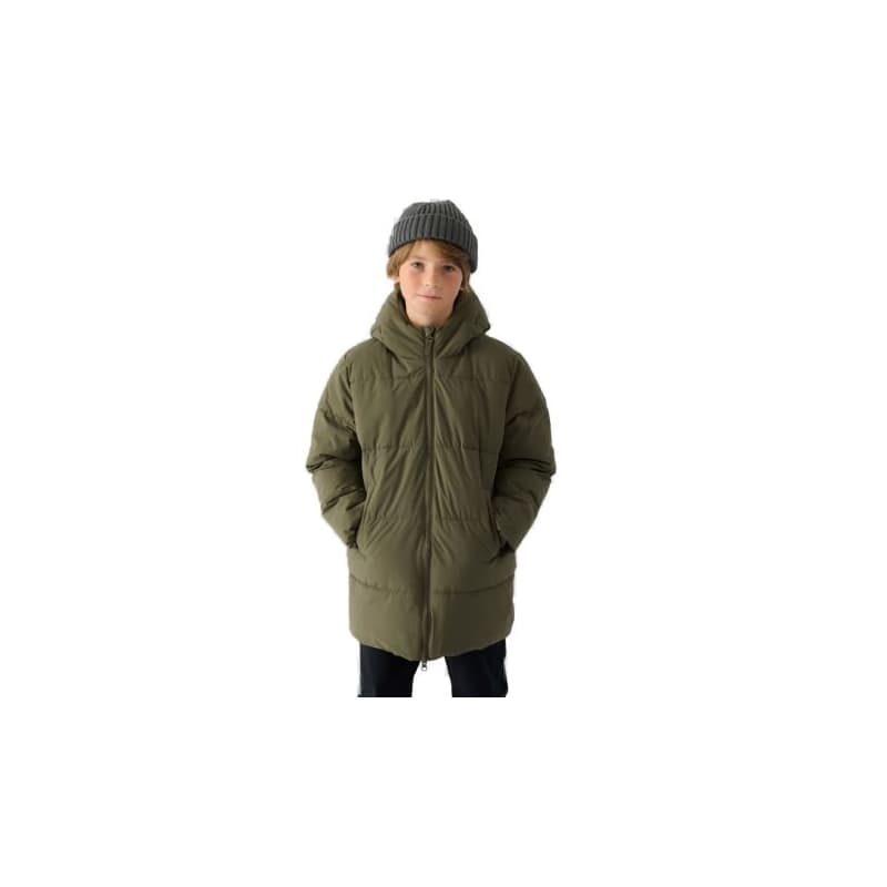 Chlapčenská bunda 4F JUNIOR DOWN JACKET-JWAW24TDJAM464-43S-KHAKI