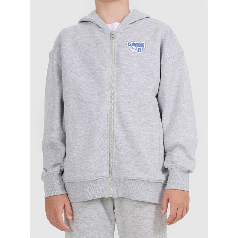 Chlapčenská mikina so zipsom 4F JUNIOR SWEATSHIRT M2326-25M-GREY MELANGE 2