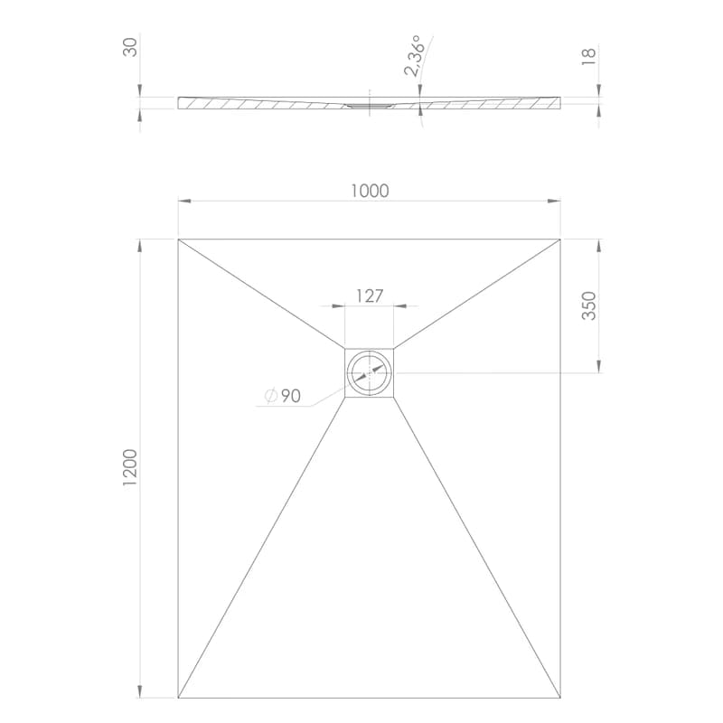 POLYSAN - TRENECA sprchová vanička z liateho mramoru s možnosťou úpravy rozmeru 120x100cm, čierna matná 84313.21 2