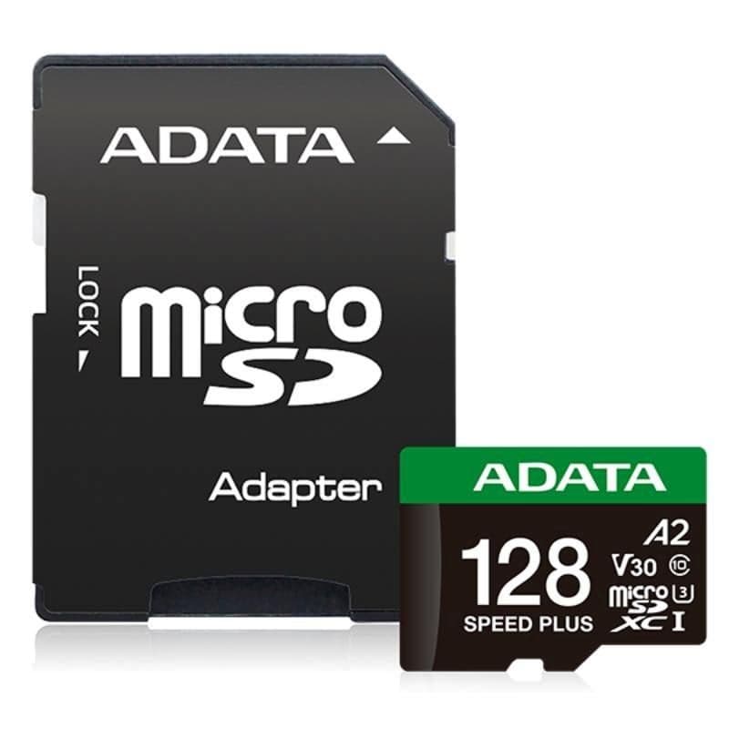 ADATA MicroSDXC karta 128 GB Speed Plus, U3, C10, A2, V30 (R: 180/W: 160 MB/s) + SD adaptér