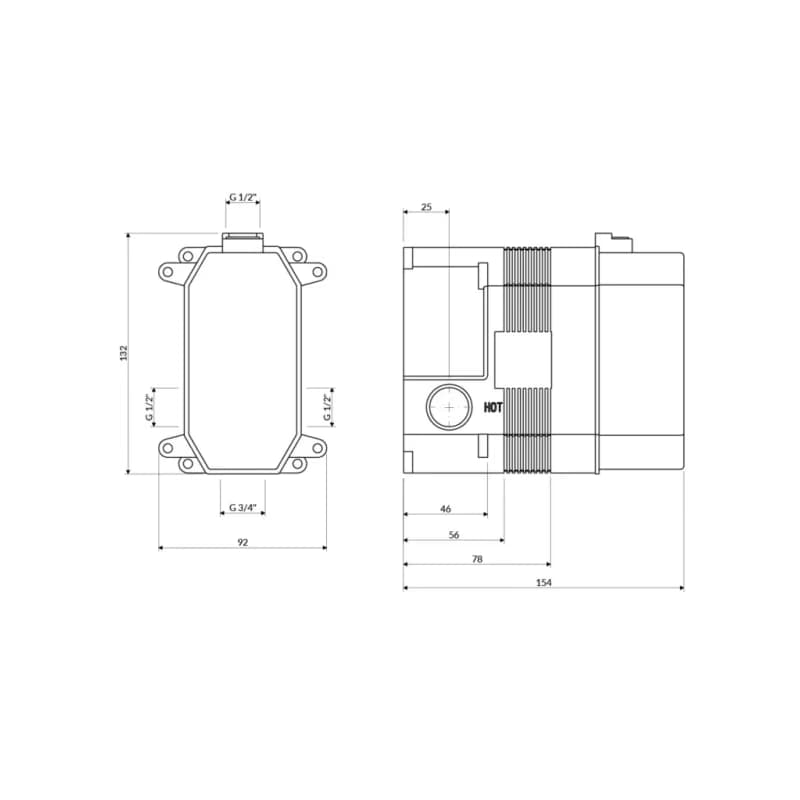 OMNIRES - Element sprchová/vaňová batéria pre skrytú inštaláciu BOX35X 3
