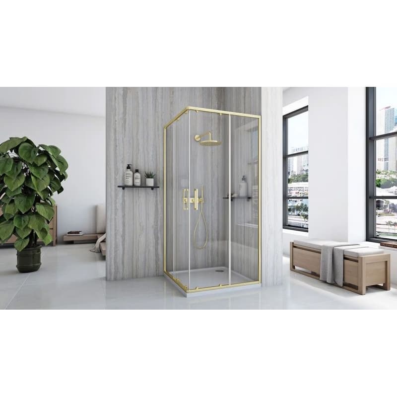 REA/S - Sprchovací kút City 90x90 Gold So sprchovou vaničkou Savoy black KPL-K6445 2