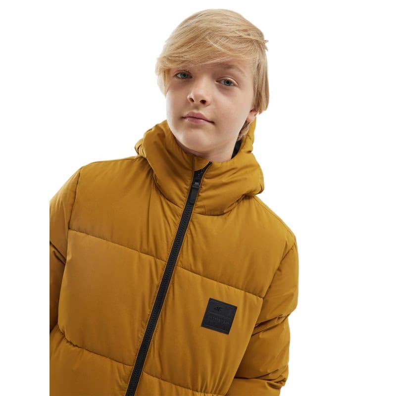 Chlapčenská bunda 4F JUNIOR DOWN JACKET-JAW23TDJAM275-82S-LIGHT BROWN 2