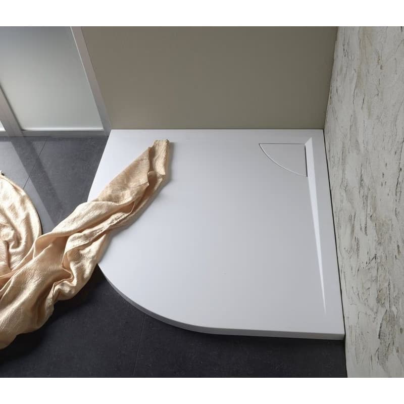 POLYSAN - LUSSA sprchová vanička z liateho mramoru so záklopom, štvrťkruh 90x90cm, R550 71602 2