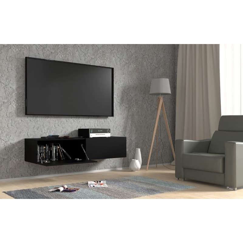 ArtBm Závesný TV stolík BINGO 140 cm | čierny mat 2