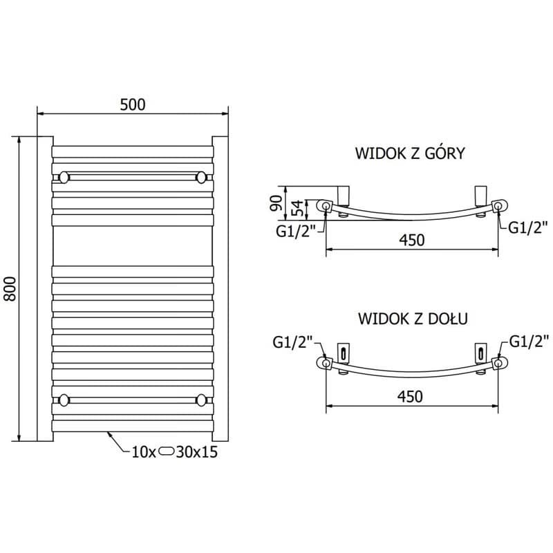 MEXEN - Helios vykurovací rebrík / radiátor 800 x 500 mm, 384 W, biela W103-0800-500-00-20 6