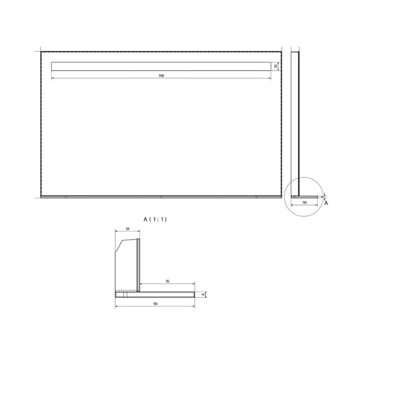 SAPHO - BRETO zrkadlo s LED osvetlením a policou 100x60,8cm BT100 2