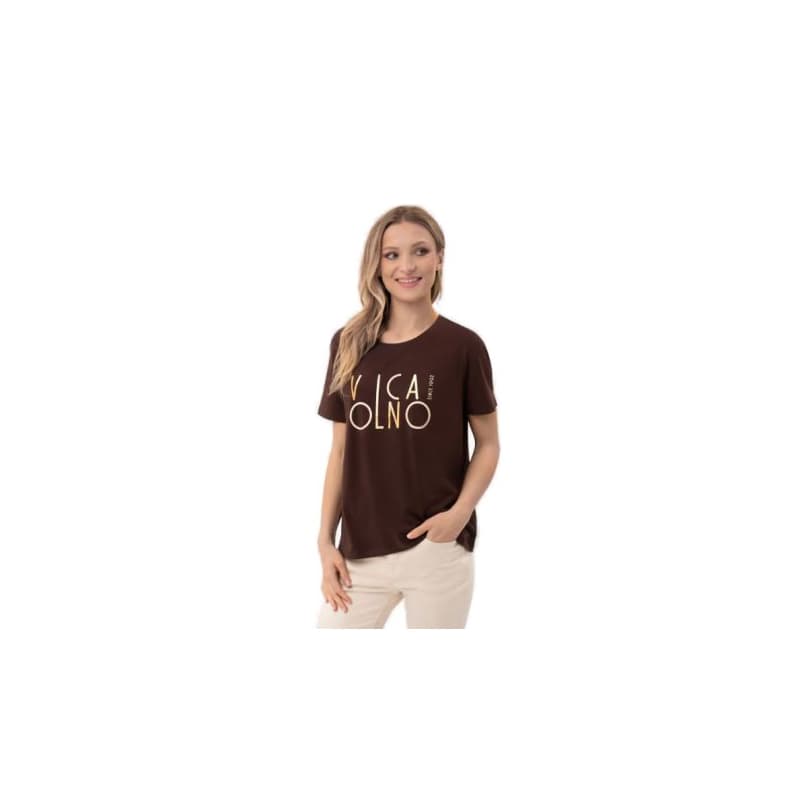 Dámske tričko s krátkym rukávom VOLCANO MADAME-500-BROWN