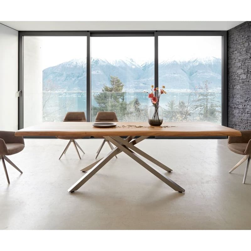Jedálenský stôl Edge 260x100 XL akácia prírodná krížová podstava 2