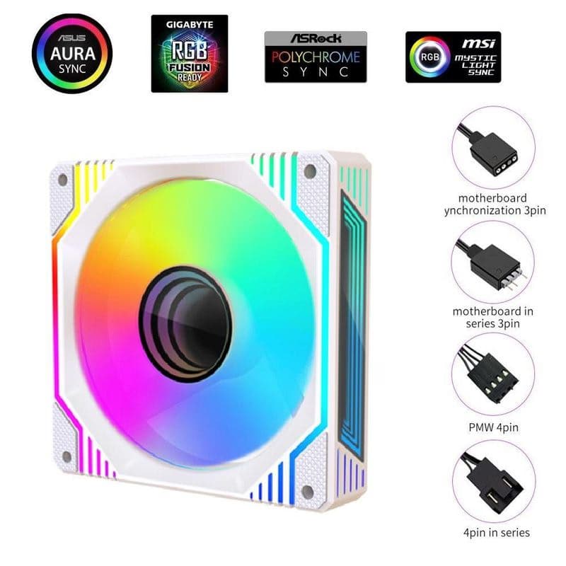 1stCOOL Ventilátor AURA EVO Mirror ARGB PWM, 120mm, biela